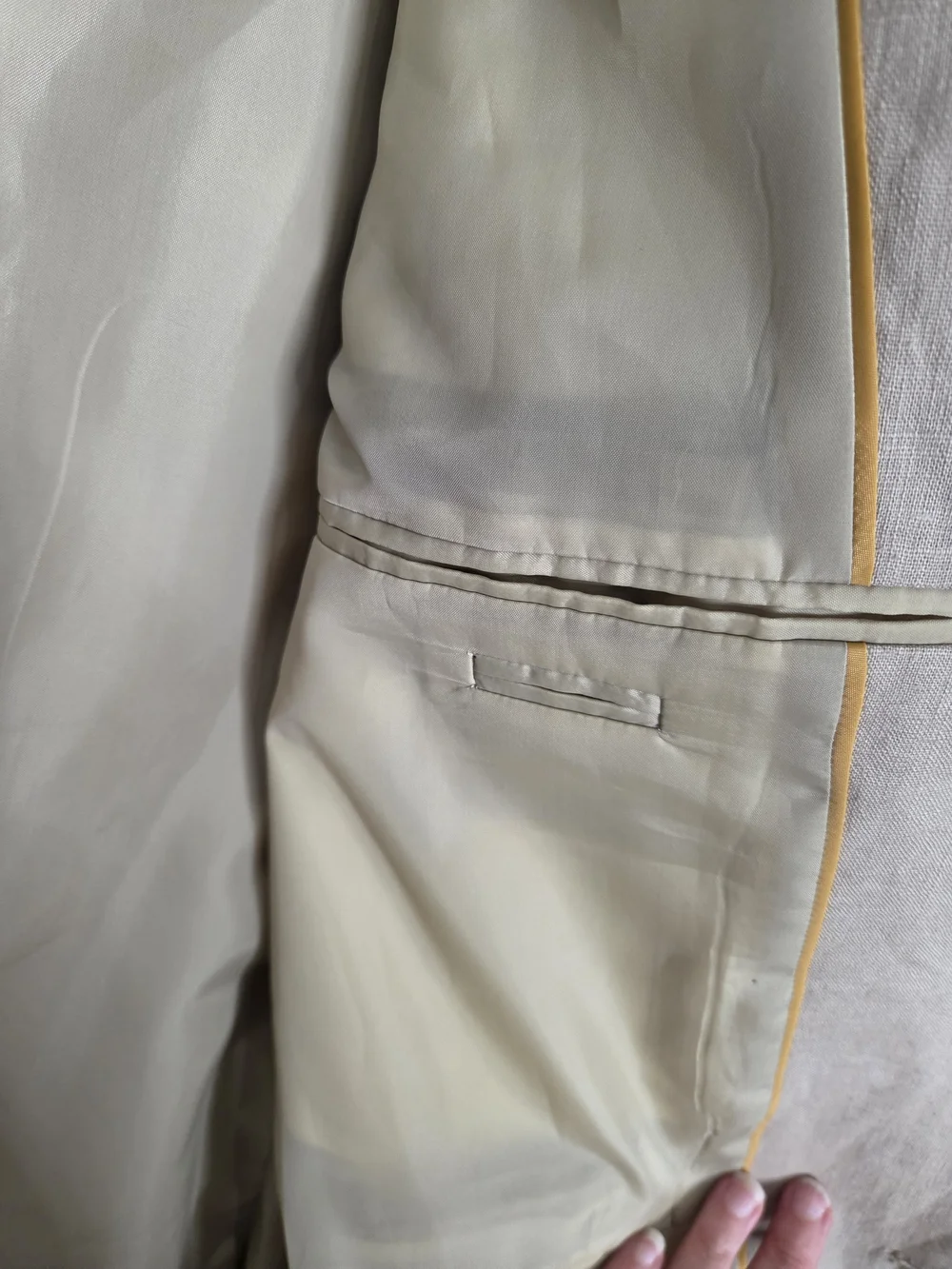 Vintage Members Only Tan Linen Cotton Blend 3 Button Blazer Sport Coat 42R